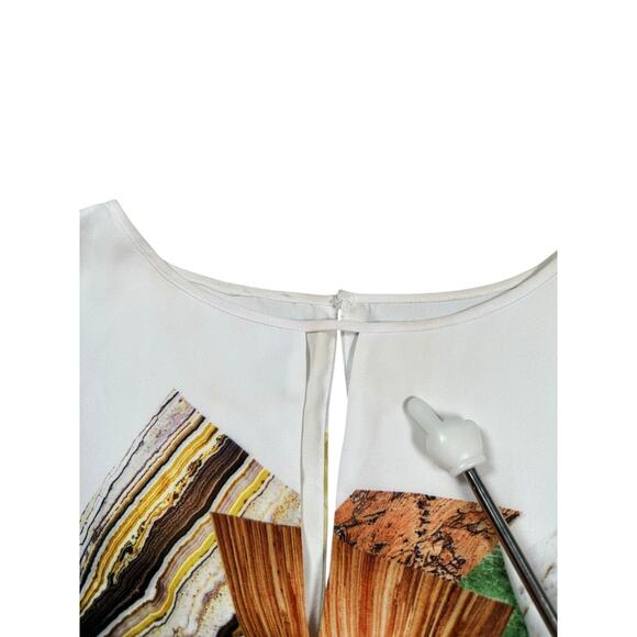 Clover Canyon Womens Size Small Short Sleeve Keyhole Printed Blouse Business - Picture 9 of 9